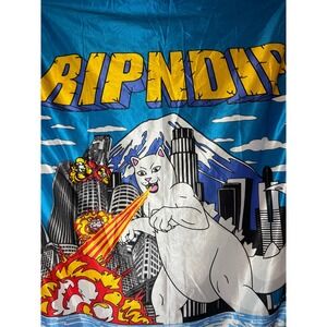 Ripndip Nermal Godzilla Kaiju Flag Blue Cityscape Wall Tapestry Banner